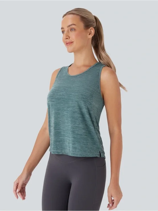 Halara Racerback Hiking Tank Top XS NWT Green Textured Athletic Activewear - Picture 4 of 7